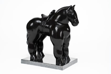 After Botero, Horse with Saddle, Bronze Sculpture
