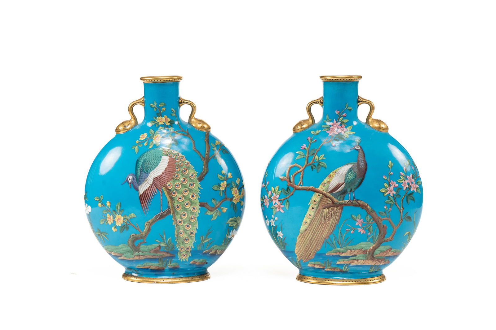 Pair of Minton Enamel Moon Vases (1 of 4)