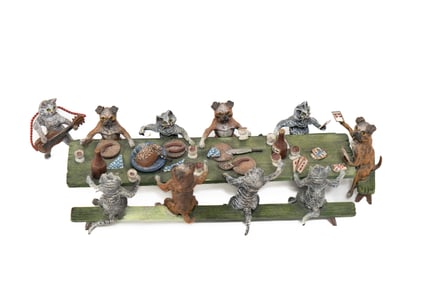 Vienna Bronze Cats Playing Poker