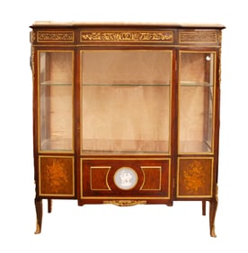 Antique French Vitrine Display Cabinet with Jasperware Insert
