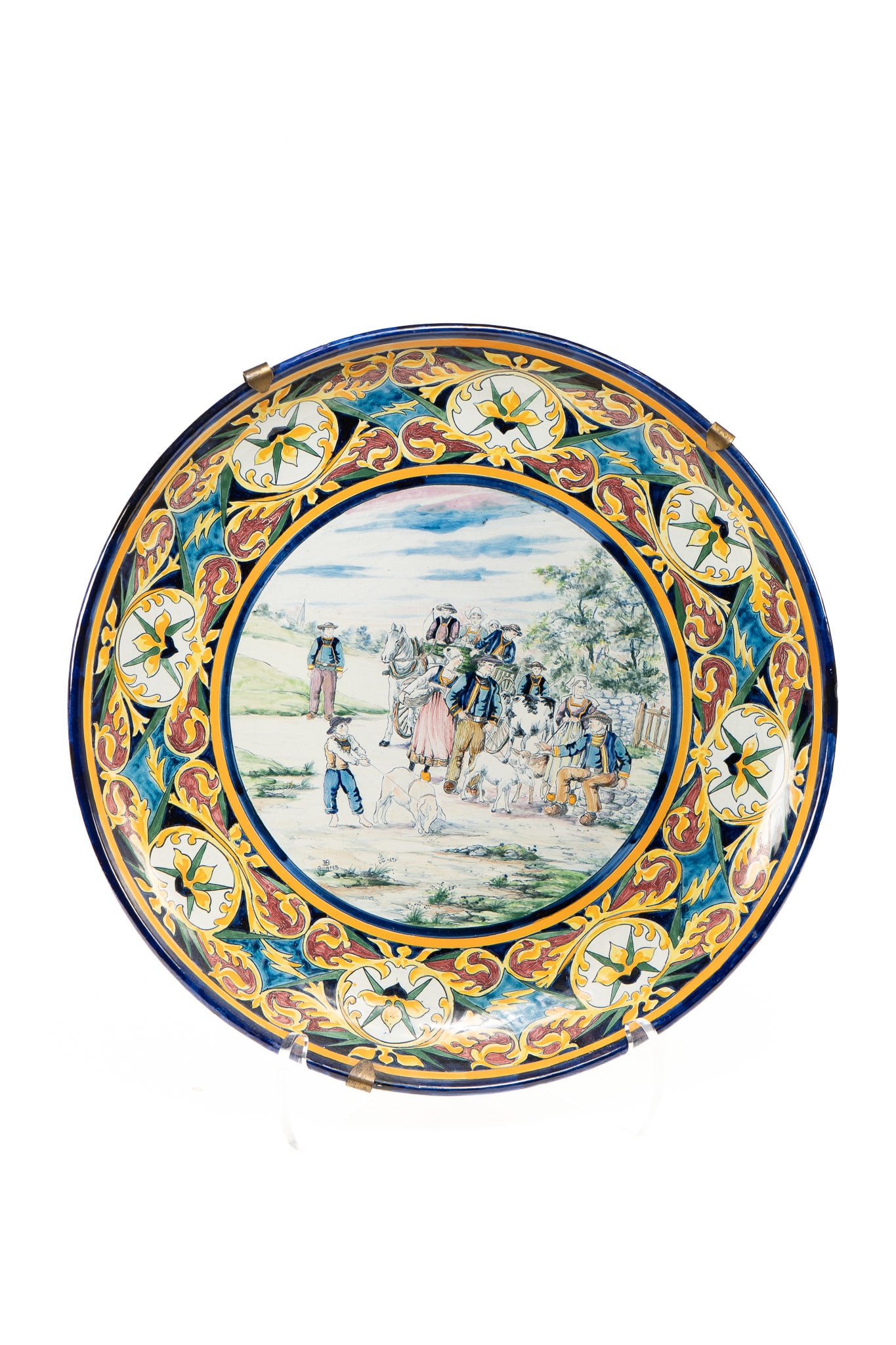 Large French Faience HB Quimper Decorative Tray (1 of 2)