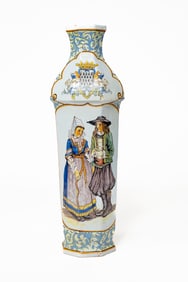 French Faience Porquier Beau Quimper Large Vase