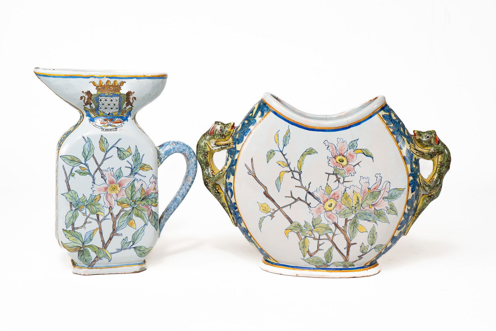Pair of French Faience Porquier Beau Quimper Vases (1 of 6)