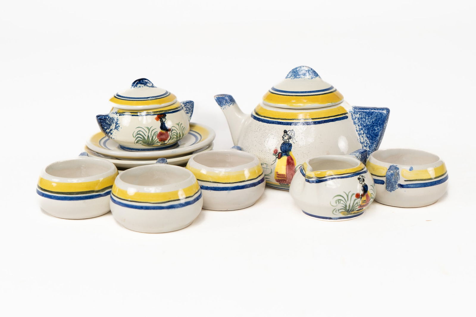 French Faience Henriot Quimper Child's Tea Set (1 of 3)