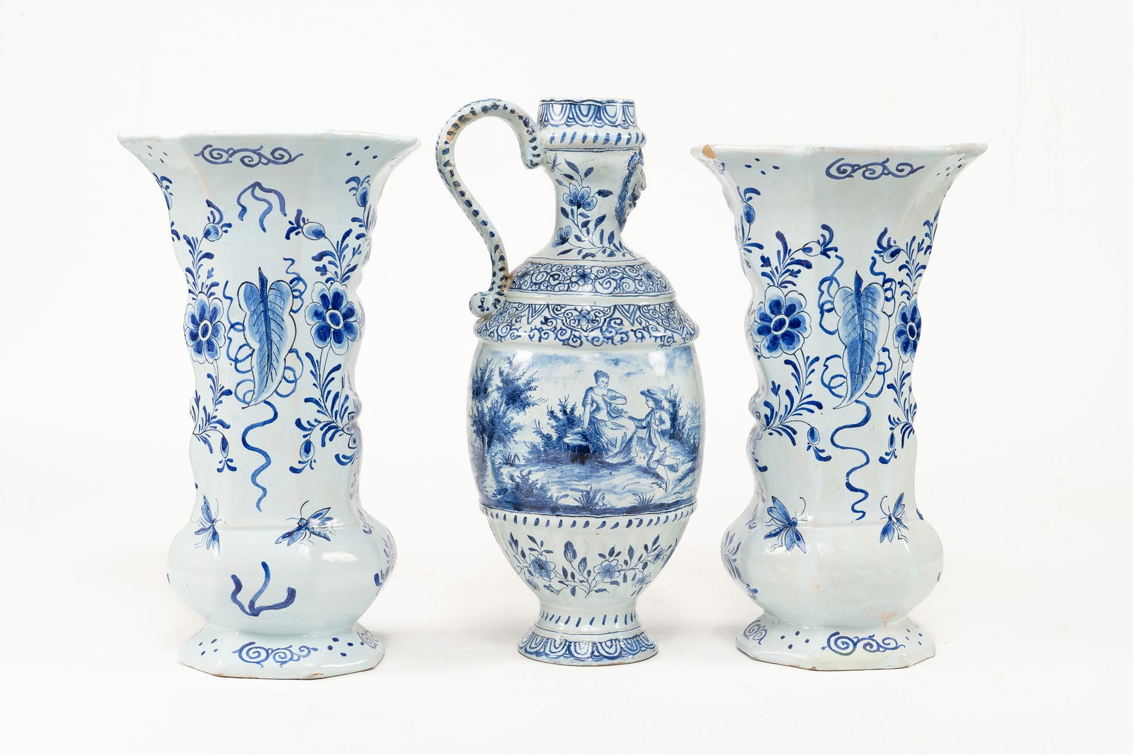 French Faience Urn and Pair of Vases (1 of 3)