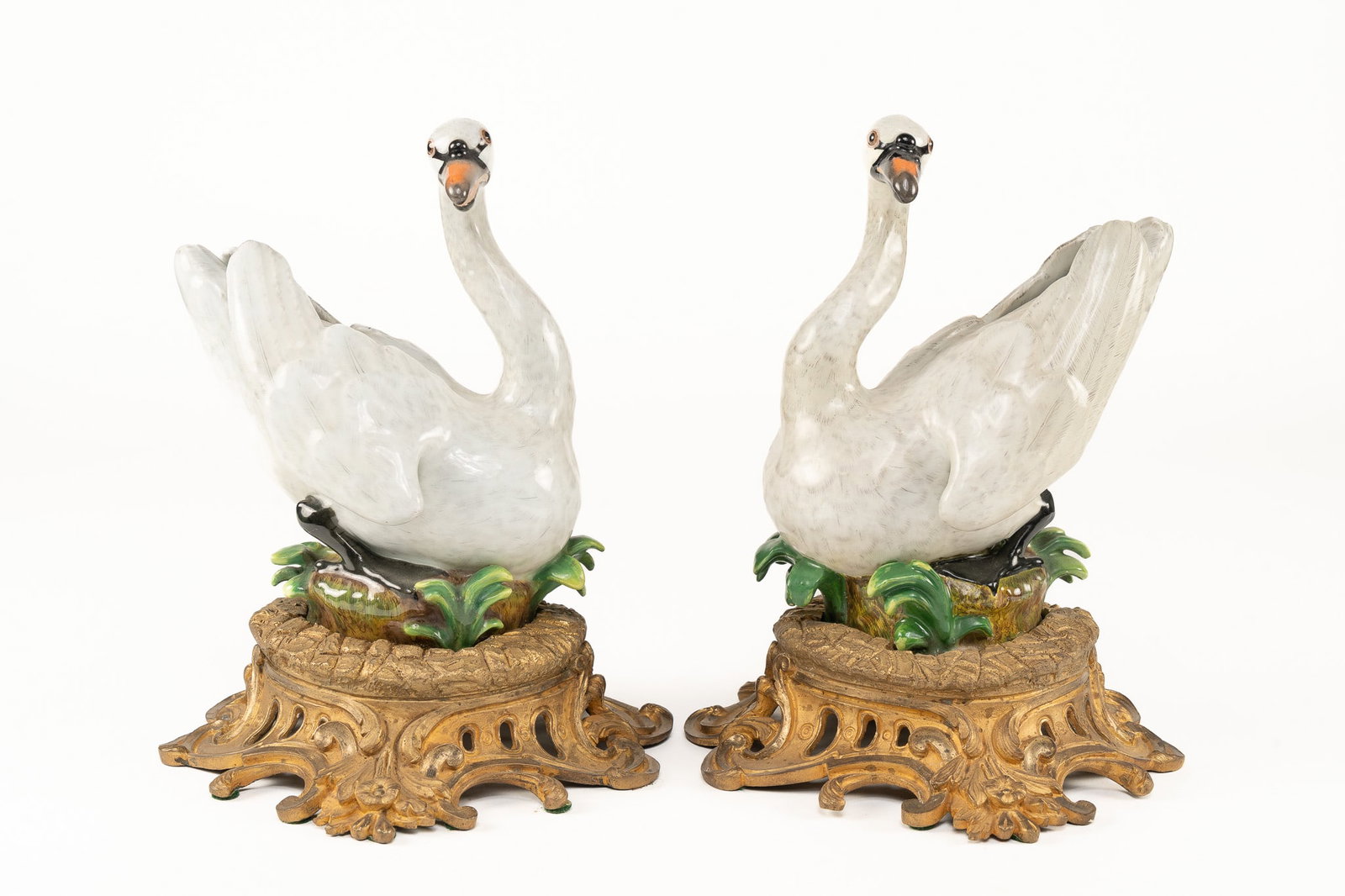 Pair of Antique Meissen Porcelain Swan Figures (1 of 7)