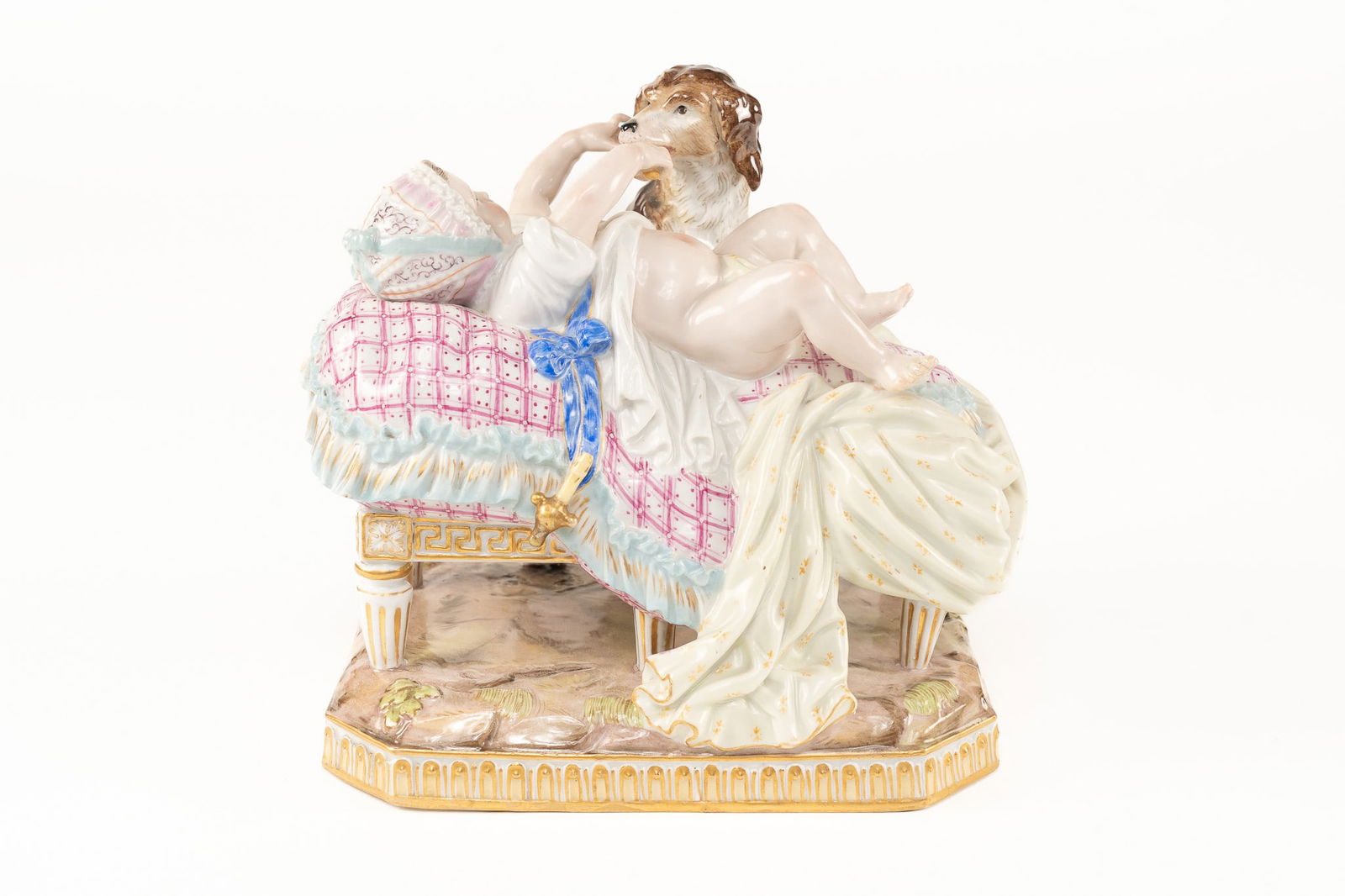 Antique Meissen Porcelain Figural - Baby with Dog (1 of 5)