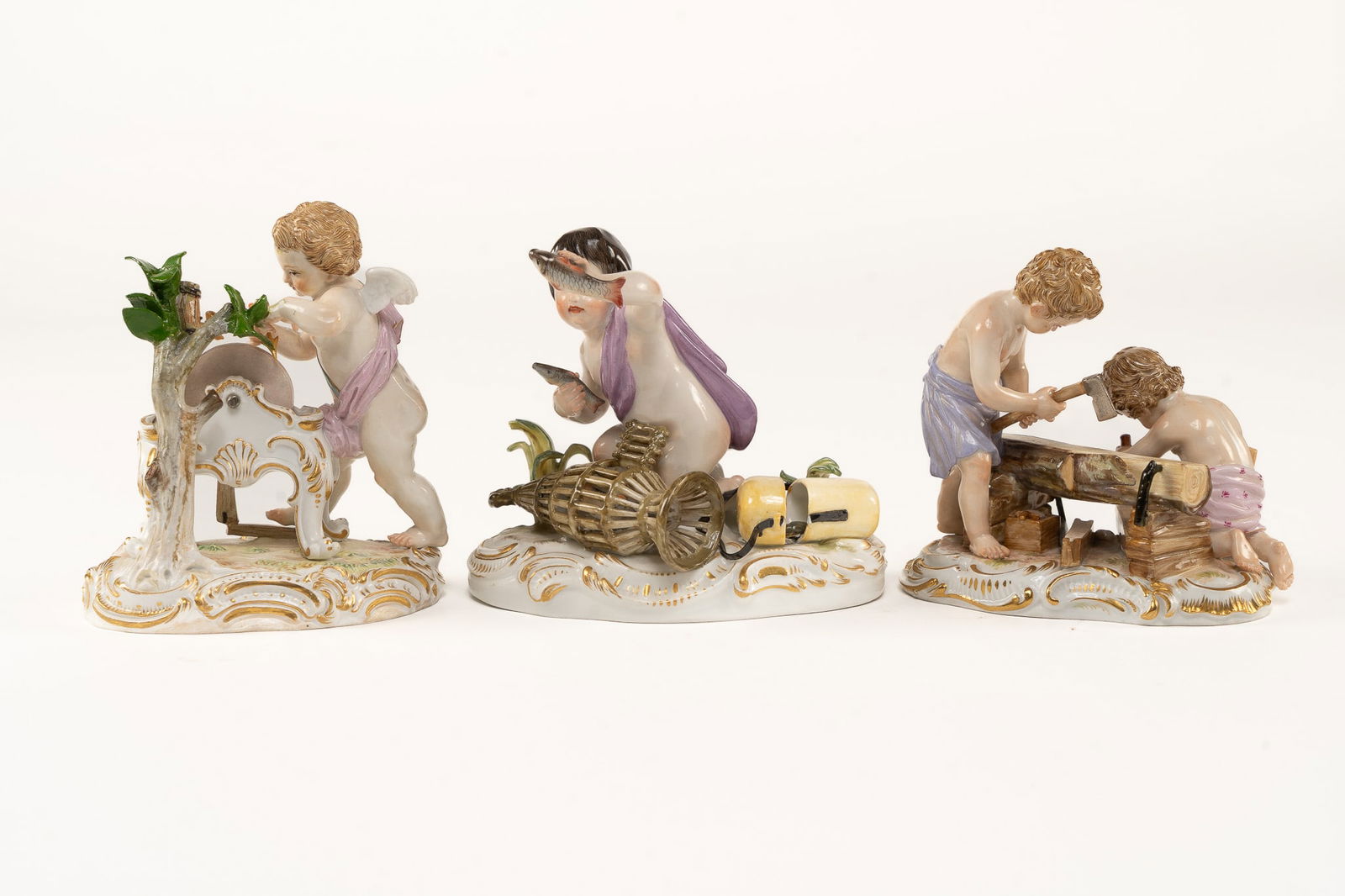 Set of 3 Antique Meissen Porcelain Figurines (1 of 9)