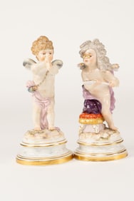Pair of Meissen Porcelain Cherub Figures