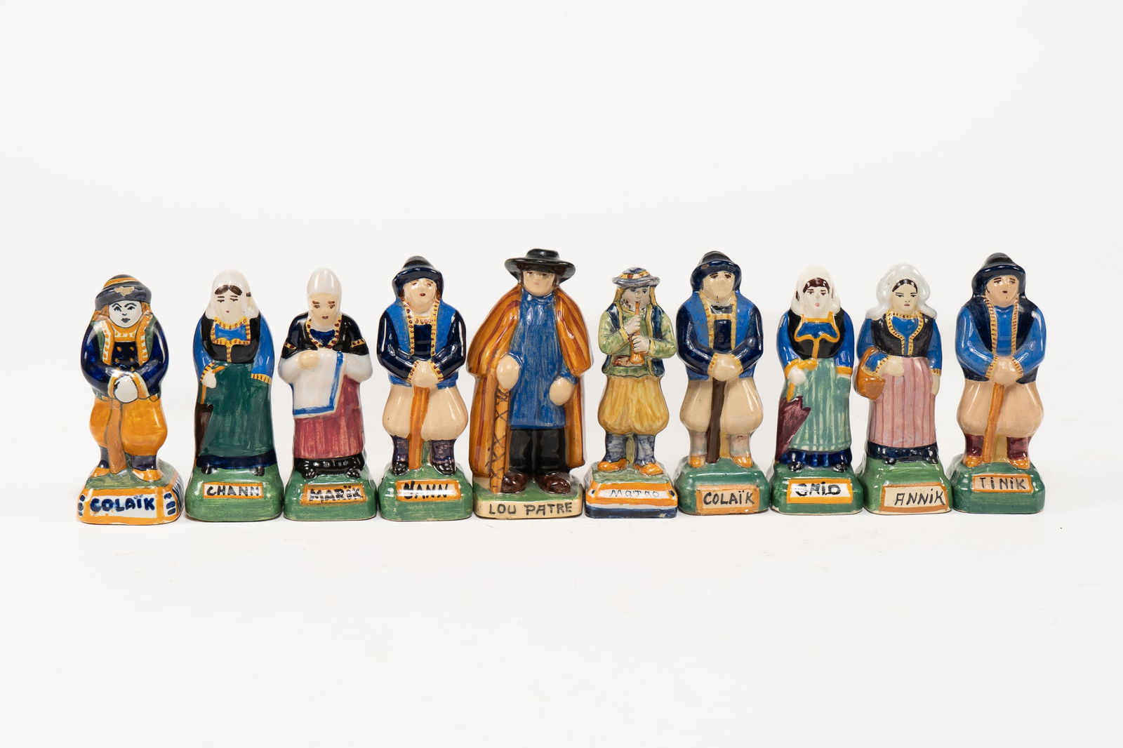 Lot of 10 Assorted French Faience Figures (1 of 4)