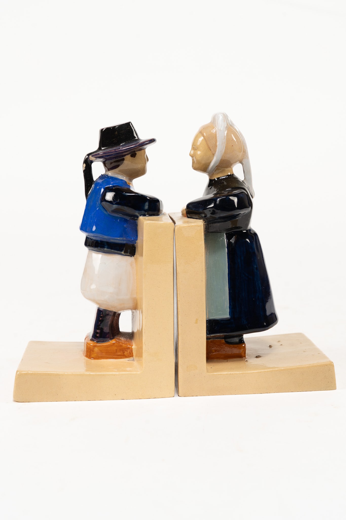 Pair of French Faience Henriot Quimper Figural Bookends (1 of 3)