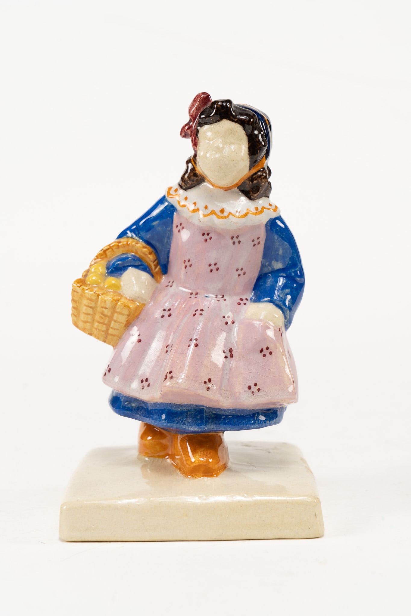 French Faience Henriot Quimper Sevellec Girl with Basket Figure (1 of 3)