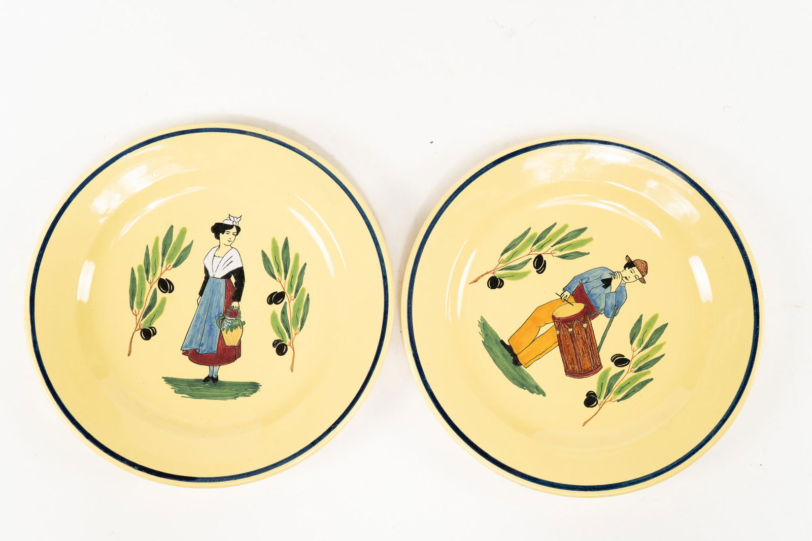 Pair of French Faience Yellow Plates (1 of 2)