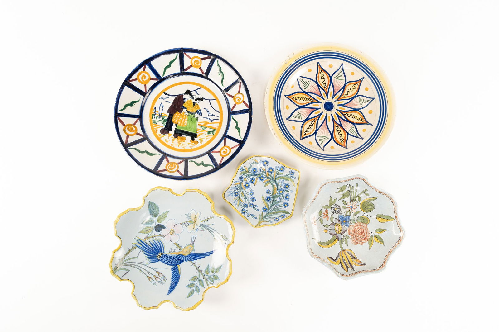 Lot of 5 Assorted French Faience Quimper Dishes (1 of 11)