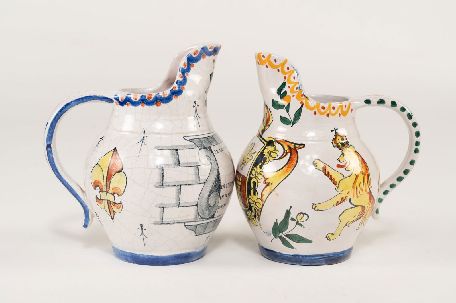 Pair of French Faience Pitchers (1 of 8)