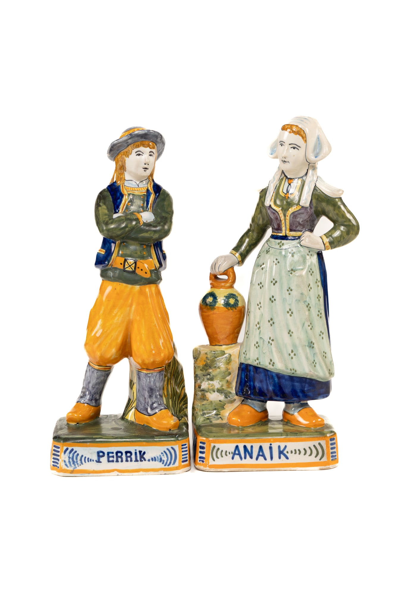 Pair of French Faience Henriot Quimper Breton Figures (1 of 7)