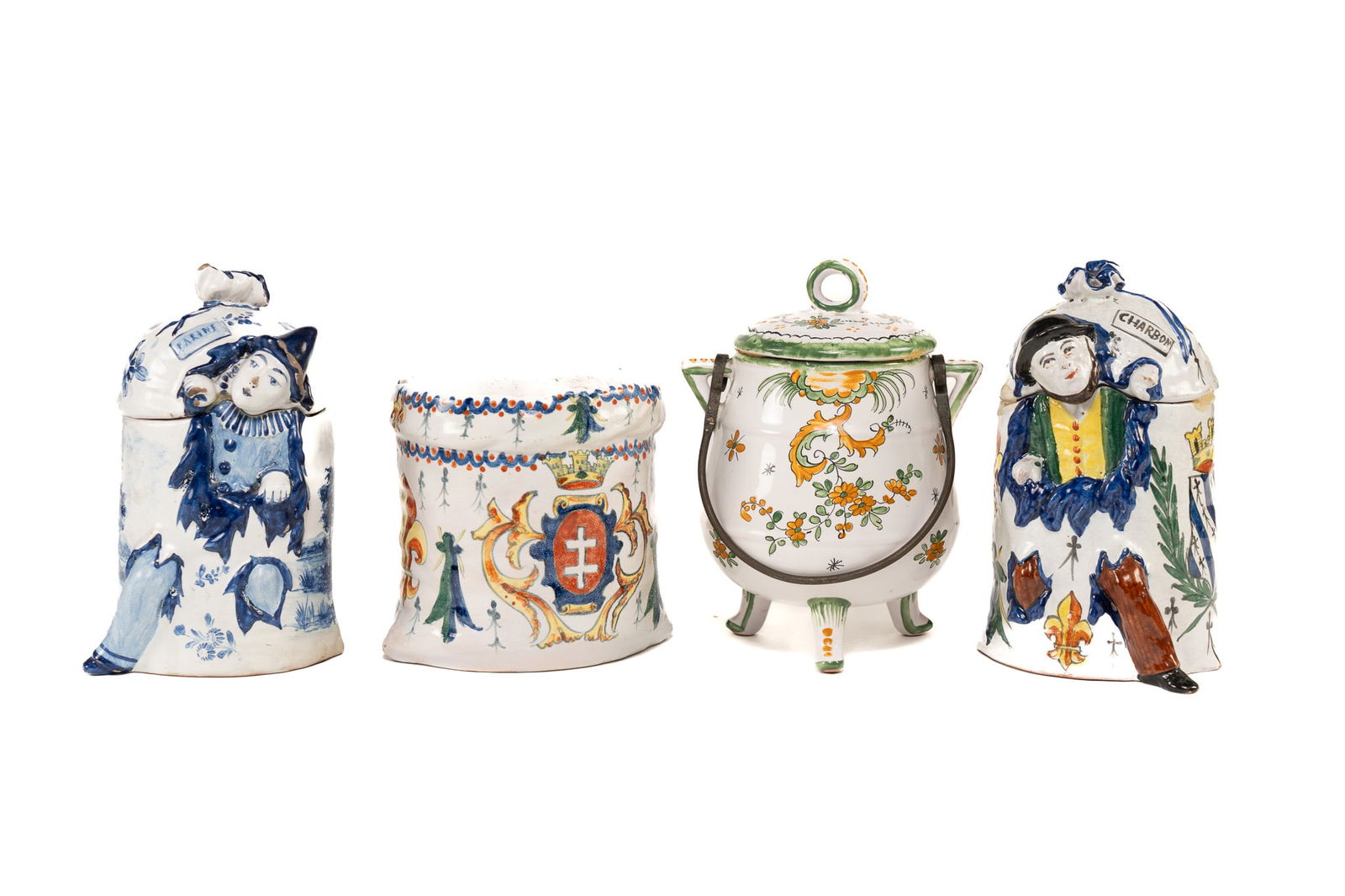 Lot of 4 Assorted French Faience Alcide Chaumeil Jars (1 of 14)