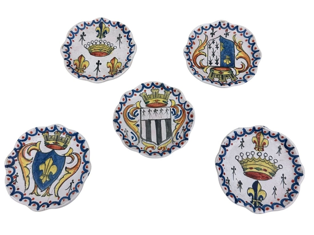 Set of 5 French Faience Alcide Chaumeil Butter Pats (1 of 2)