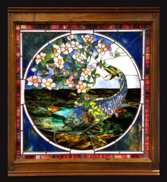 American stained glass fish pattern window