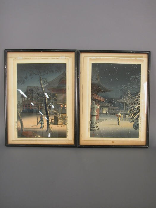 Pr. Japanese wood block prints, one