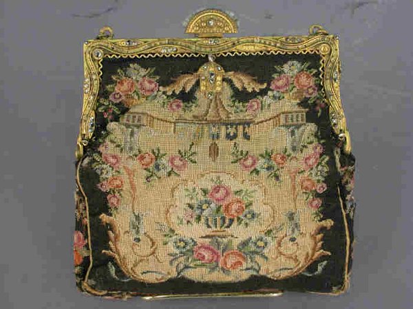 Continental petit point purse, C. 1910, - 2