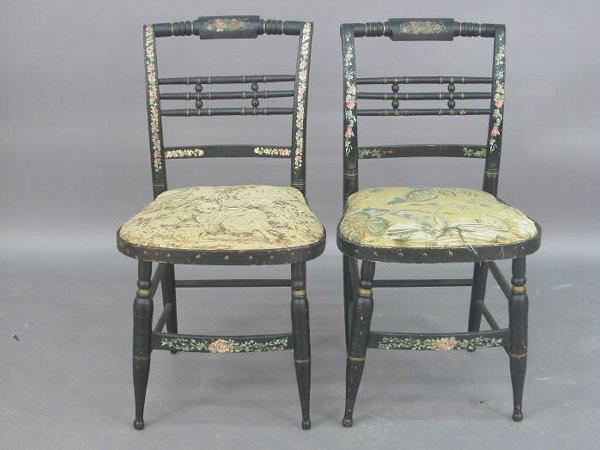 Two Hitchcock style chairs, stencilled