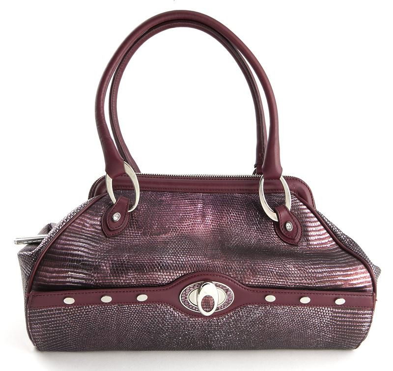 Judith Leiber purple snake skin satchel: Judith Leiber purple snake skin satchel with two handles, zipper closure to top with silver tone hardware, labeled Judith Leiber to the interior. Note: This piece is part of a capsule collection offer