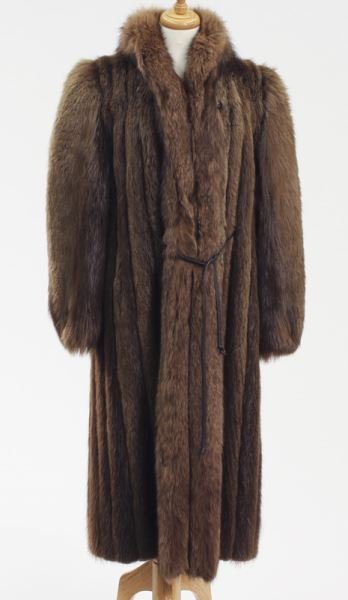 Large 1980s Black Long Hair Beaver Fur Coat