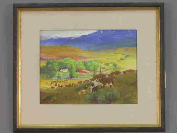 Signed George Phippen (LR) gouache on panel