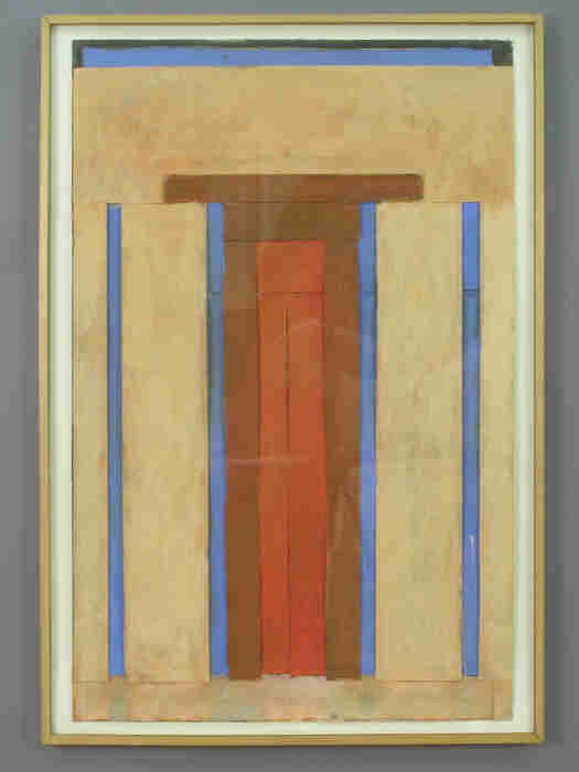 Bill Barrett casein on paper titled "False Door: Series". Bill Barrett was born in Los Angeles, California and studied at the University of California in Ann Arbor. A longtime resident of New York, he now divides his time between Santa Fe and New Yo