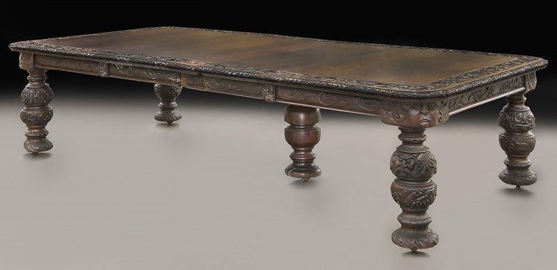 Victorian carved oak extending dining table (1 of 10)