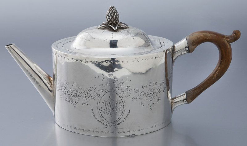 Daniel Van Voorhis American silver teapot, (1 of 10)