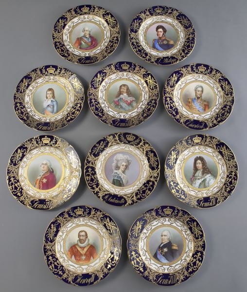(10) Sevres style porcelain plates