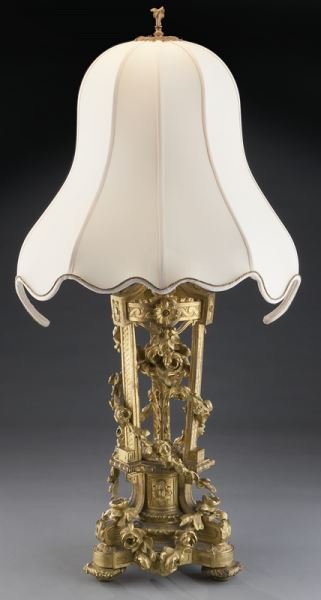 Ornate gilt bronze table lamp with floral (1 of 9)