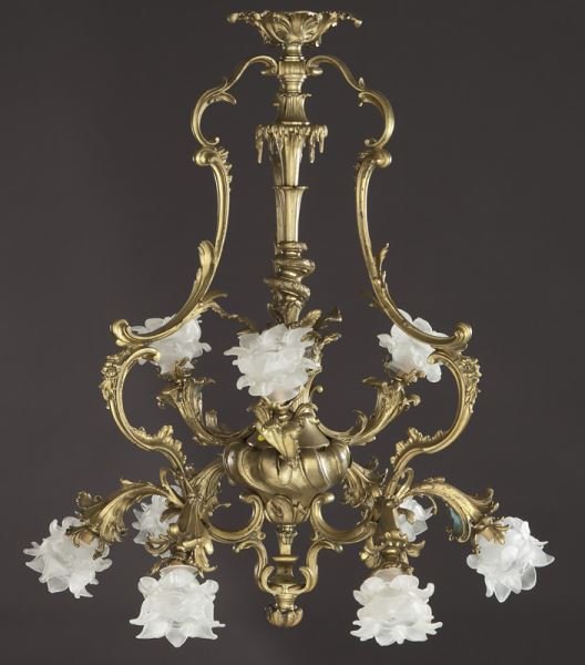 Louis XV style gilt bronze 9-light chandelier (1 of 6)