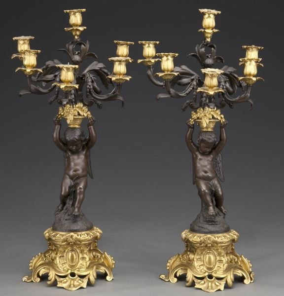 Pr. Picard gilt and patinated bronze candelabra (1 of 8)