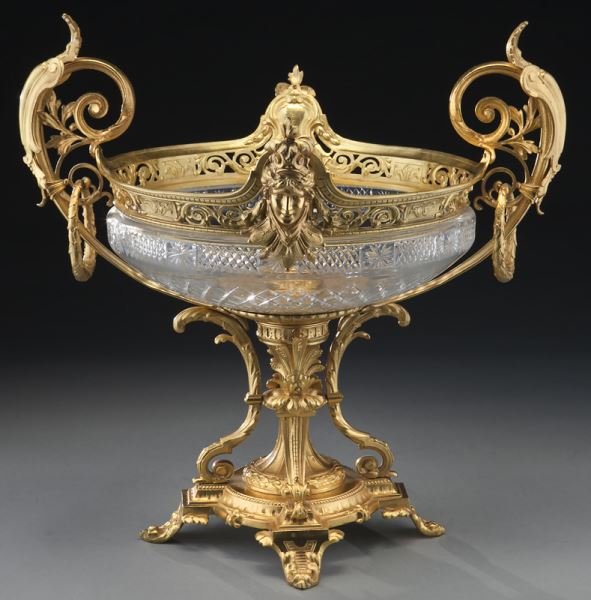 French Ormolu mounted cut glass centerpiece bowl (1 of 8)