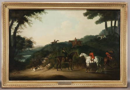 Daniel Clowes, "The Earl Fitzwilliams' (The Grove): Daniel Clowes, "The Earl Fitzwilliams' (The Grove) Hunt" oil on canvas, 1824. Signed lower right, "D Clowes / Pinx". Canvas: 34.625"H x 54"W; Frame: 41"H x 60"W. PROVENANCE: From the home of Mrs. Char