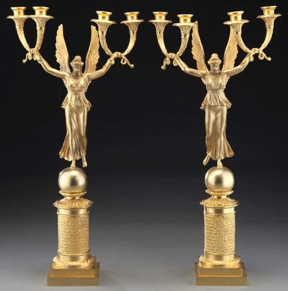 Pr. Charles X bronze dore 4-light candelabra (1 of 8)
