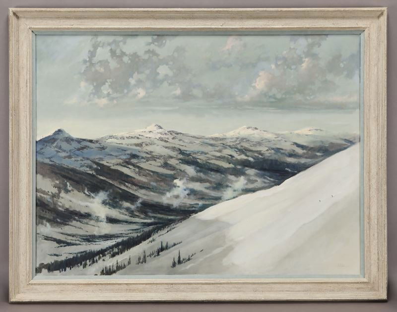 Eric Sloane, "Ski Slope" oil on canvas. Initialed (1 of 7)