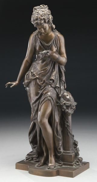 Mathurin Moreau, "Woman Looking in Mirror" bronze. (1 of 9)