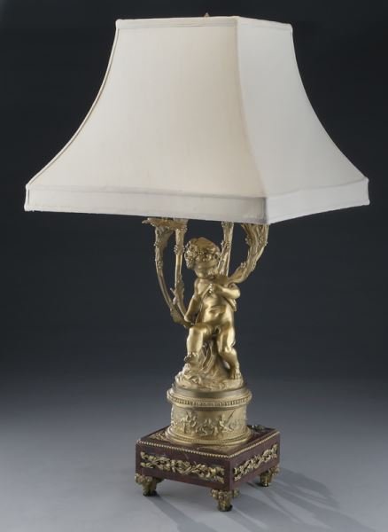 French bronze 5-light candelabra mounted as a lamp (1 of 10)