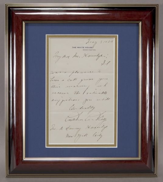 Calvin Coolidge autograph letter signed "Calvin (1 of 4)
