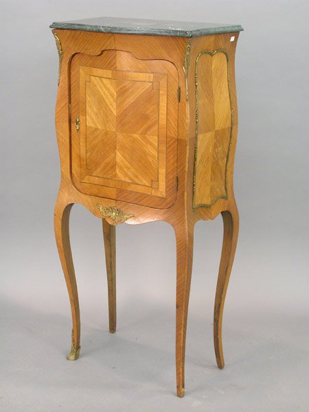 French marble top, serpentine front cabi