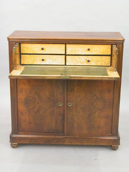 Walnut secretary with concealed leather
