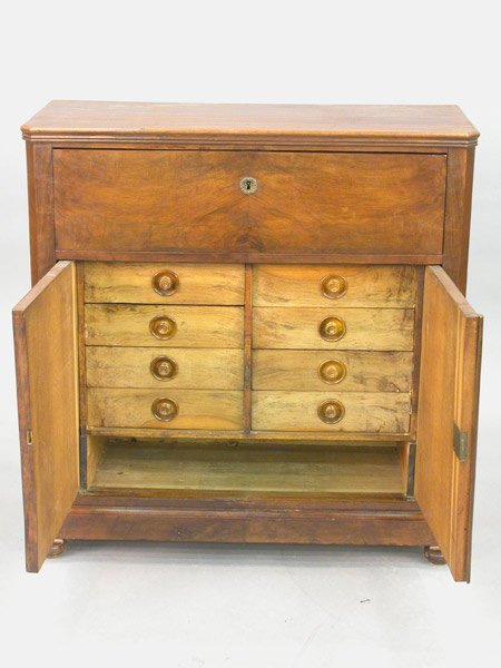Walnut secretary with concealed leather - 2