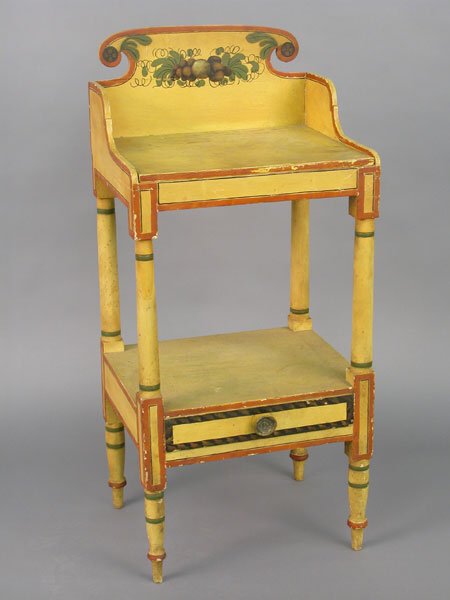 Handpainted wash stand, original yellow