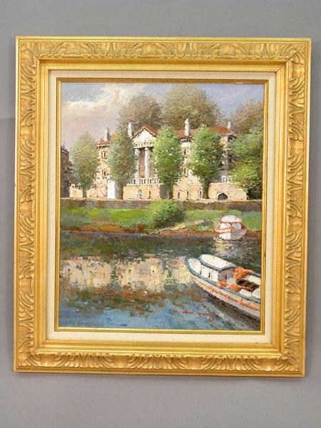 Oil on canvas in parcel gilt frame. Imp