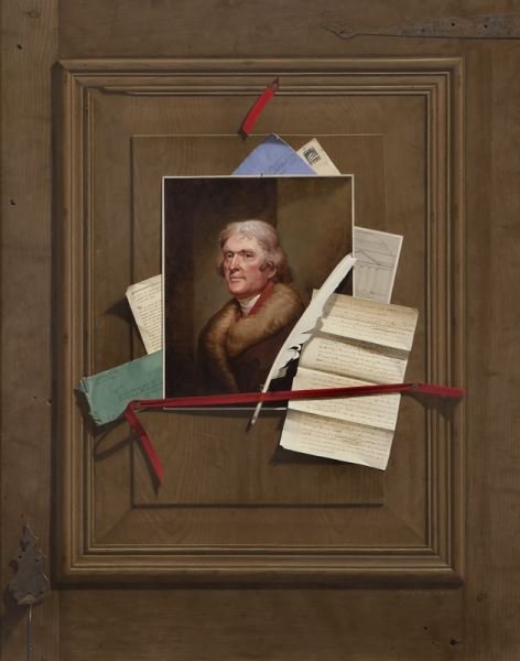 David Brega, "Thomas Jefferson Trompe L'Oeil" oil (1 of 9)