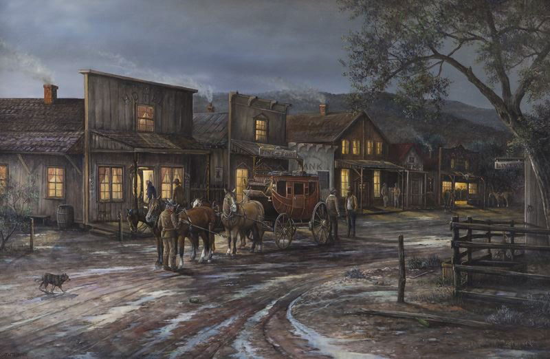 J. W. Thrasher, "Untitled (Trails End Hotel)" oil (1 of 6)